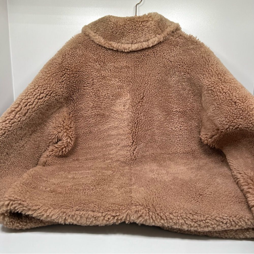 Yves Salomon Mateo Shearling Bomber Jacket Tan Size 42 US 4 100% Lamb Wool - Picture 6 of 10